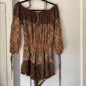Free People Orange/Brown Romper